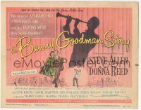 6j583 BENNY GOODMAN STORY TC '56 Steve Allen as Goodman, Donna Reed, Gene Krupa, Reynold Brown art