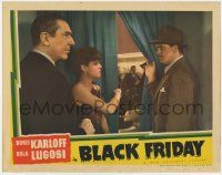 6j060 BLACK FRIDAY LC '40 creepy Bela Lugosi & pretty Anne Nagel waiting behind curtain, Universal
