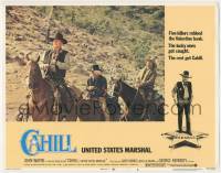 6j083 CAHILL LC #8 '73 United States Marshall big John Wayne leads two men on horseback!