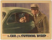 6j093 CASE OF THE STUTTERING BISHOP LC '37 man finds dead body in car, Perry Mason murder mystery!