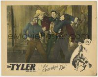 6j101 CHEROKEE KID LC '27 wacky image of Tom Tyler beating up three bad guys at once, lost film!