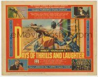 6j620 DAYS OF THRILLS & LAUGHTER TC '61 Charlie Chaplin, Laurel & Hardy, cool train chase art!