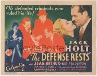 6j628 DEFENSE RESTS TC '34 pretty lawyer Jean Arthur turns in lawyer Jack Holt, then marries him!