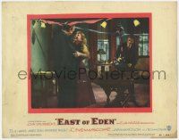 6j159 EAST OF EDEN LC #6 '55 James Dean watches happy Raymond Massey & Julie Harris at party!