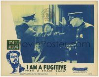 6j236 I AM A FUGITIVE FROM A CHAIN GANG LC #8 R56 great close up art of escaped convict Paul Muni!