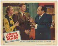 6j269 JOHN LOVES MARY LC #2 '49 c/u of Edward Arnold talking to Ronald Reagan & Patricia Neal!