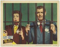 6j277 KEY TO THE CITY LC #3 '50 great portrait of Clark Gable & Loretta Young behind bars!