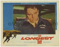 6j307 LONGEST DAY LC #2 '62 great close up of worried Richard Burton in uniforn, WWII classic!