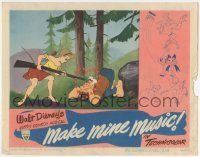 6j325 MAKE MINE MUSIC LC '46 Disney, wacky cartoon image of girl pointing gun at guy in love w/her