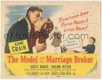 6j767 MODEL & THE MARRIAGE BROKER TC '52 Scott Brady kisses Jeanne Crain, smoking Thelma Ritter!