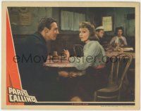 6j372 PARIS CALLING LC '41 c/u of Randolph Scott at table with smoking Elizabeth Bergner!