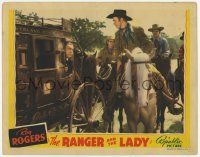 6j402 RANGER & THE LADY LC '40 Roy Rogers riding Trigger talks to man inside Overland Stagecoach!