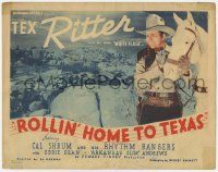 6j837 ROLLIN' HOME TO TEXAS TC '40 c/u of singing cowboy Tex Ritter & his horse White Flash!