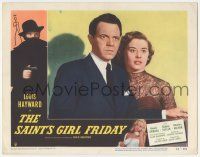 6j440 SAINT'S GIRL FRIDAY LC #1 '54 Leslie Charteris, close up of Louis Hayward & Naomi Chance!