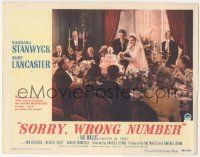 6j476 SORRY WRONG NUMBER LC #8 '48 image of Burt Lancaster & Barbara Stanwyck cutting wedding cake