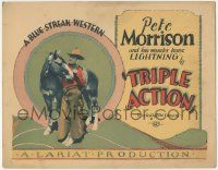 6j944 TRIPLE ACTION TC '25 Pete Morrison & his wonder horse Lightning in a Blue Streak Western, lost