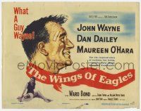 6j992 WINGS OF EAGLES TC '57 artwork of Air Force pilot John Wayne + sexy Maureen O'Hara!