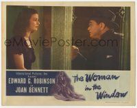 6j558 WOMAN IN THE WINDOW LC '44 Fritz Lang, Edward G. Robinson looks at Joan Bennett!