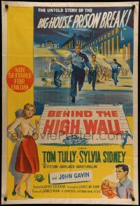 6k130 BEHIND THE HIGH WALL Aust 1sh '56 Tully, smoking Sylvia Sidney, big house prison break art!