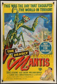 6k133 DEADLY MANTIS Aust 1sh '57 different art of giant insect attacking Washington D.C.!