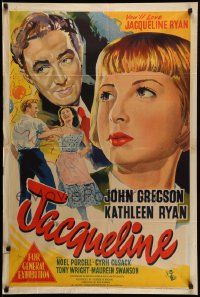 6k136 JACQUELINE Aust 1sh '56 artwork of Kathleen Ryan, John Gregson, directed by Roy Brown?