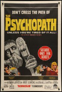 6k138 PSYCHOPATH Aust 1sh '66 Robert Bloch, wild horror image, Mother, may I go out to kill?