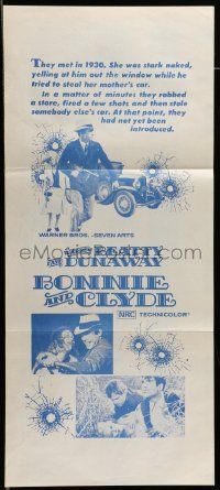 6k729 BONNIE & CLYDE Aust daybill R70s art of notorious crime duo Warren Beatty & Faye Dunaway!
