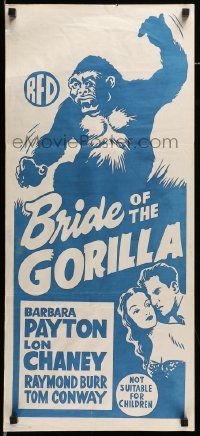 6k735 BRIDE OF THE GORILLA Aust daybill R60s Barbara Payton, wild artwork of huge ape!