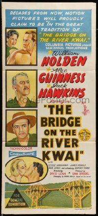 6k736 BRIDGE ON THE RIVER KWAI Aust daybill '58 William Holden, David Lean classic, stone litho!