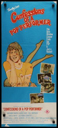 6k759 CONFESSIONS OF A POP PERFORMER Aust daybill '75 rock 'n' roll, wacky artwork!