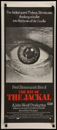 6k760 DAY OF THE JACKAL Aust daybill '73 Fred Zinnemann assassination classic, killer Edward Fox!