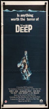 6k763 DEEP Aust daybill '77 great art of sexy swimming scuba diver Jacqueline Bisset!