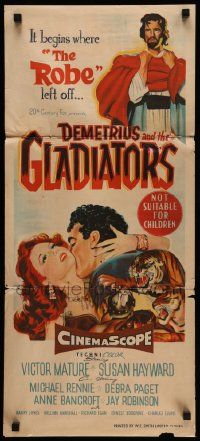 6k765 DEMETRIUS & THE GLADIATORS Aust daybill '54 art of Biblical Victor Mature & Susan Hayward!