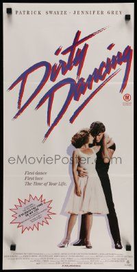 6k766 DIRTY DANCING Aust daybill '87 classic image of Patrick Swayze & Jennifer Grey in embrace!