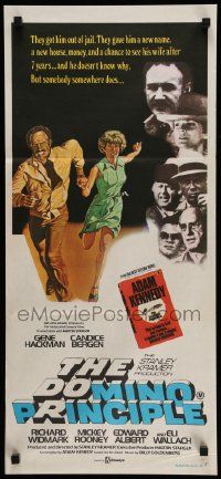 6k770 DOMINO PRINCIPLE Aust daybill '77 cool art of Gene Hackman & Candice Bergen fleeing!