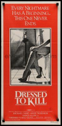 6k774 DRESSED TO KILL Aust daybill '80 Brian De Palma, Michael Caine, Angie Dickinson!