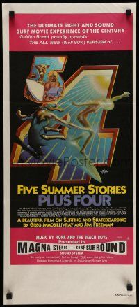 6k789 FIVE SUMMER STORIES PLUS FOUR Aust daybill '76 really cool surfing artwork by Rick Griffin!