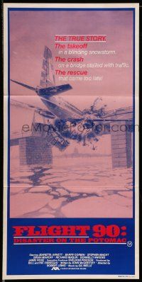 6k790 FLIGHT 90: DISASTER ON THE POTOMAC Aust daybill '84 Meyer art of plane crashing into bridge!