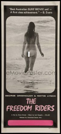 6k796 FREEDOM RIDERS Aust daybill '72 completely naked Aussie surfer girl, black border design!