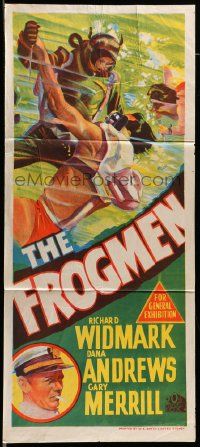 6k799 FROGMEN Aust daybill '51 the thrilling story of Uncle Sam's underwater scuba diver commandos