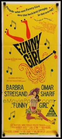 6k801 FUNNY GIRL Aust daybill '69 hand litho of Barbra Streisand, directed by William Wyler!