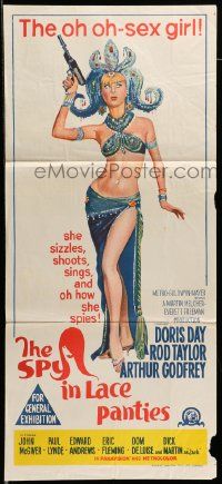 6k806 GLASS BOTTOM BOAT Aust daybill '66 sexy mermaid Doris Day is The Spy in Lace Panties!