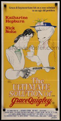 6k809 GRACE QUIGLEY Aust daybill '85 Al Hirschfeld artwork of Katherine Hepburn & Nick Nolte!