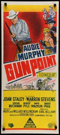 6k816 GUNPOINT Aust daybill '66 different stone litho image of cowboy Audie Murphy with rifle!