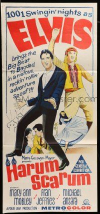 6k823 HARUM SCARUM Aust daybill '65 rockin' Elvis Presley & Mary Ann Mobley in a swingin' spoof!