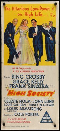 6k829 HIGH SOCIETY Aust daybill R60s Frank Sinatra, Bing Crosby, Grace Kelly & Louis Armstrong!