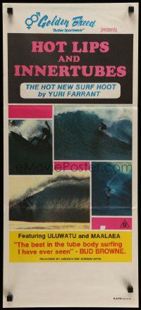 6k833 HOT LIPS & INNERTUBES Aust daybill '70s Yuri Farrant, surfing documentary!