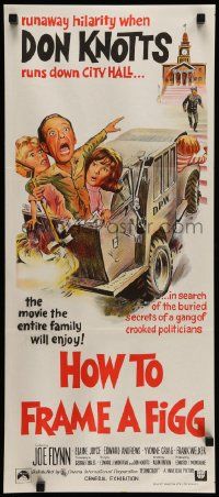 6k835 HOW TO FRAME A FIGG Aust daybill '71 Joe Flynn, wacky comedy images of Don Knotts!