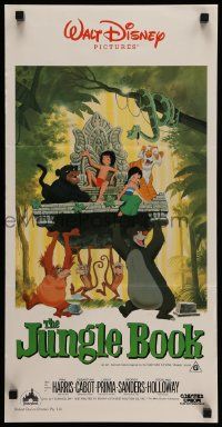6k844 JUNGLE BOOK Aust daybill R86 Walt Disney cartoon classic, great image of Mowgli & friends!
