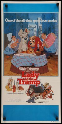 6k849 LADY & THE TRAMP Aust daybill R80 Walt Disney classic cartoon, best spaghetti scene image!